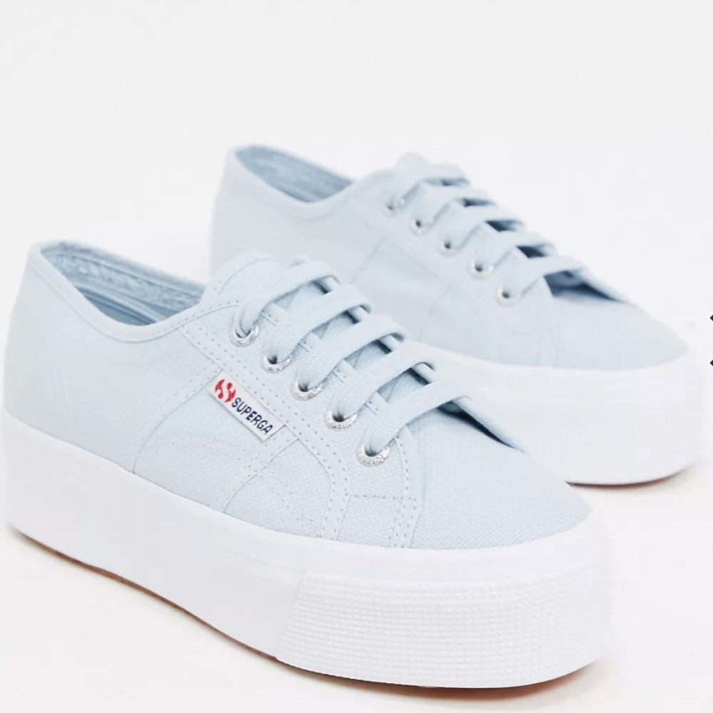 Light Blue Superga Platform Sneakers